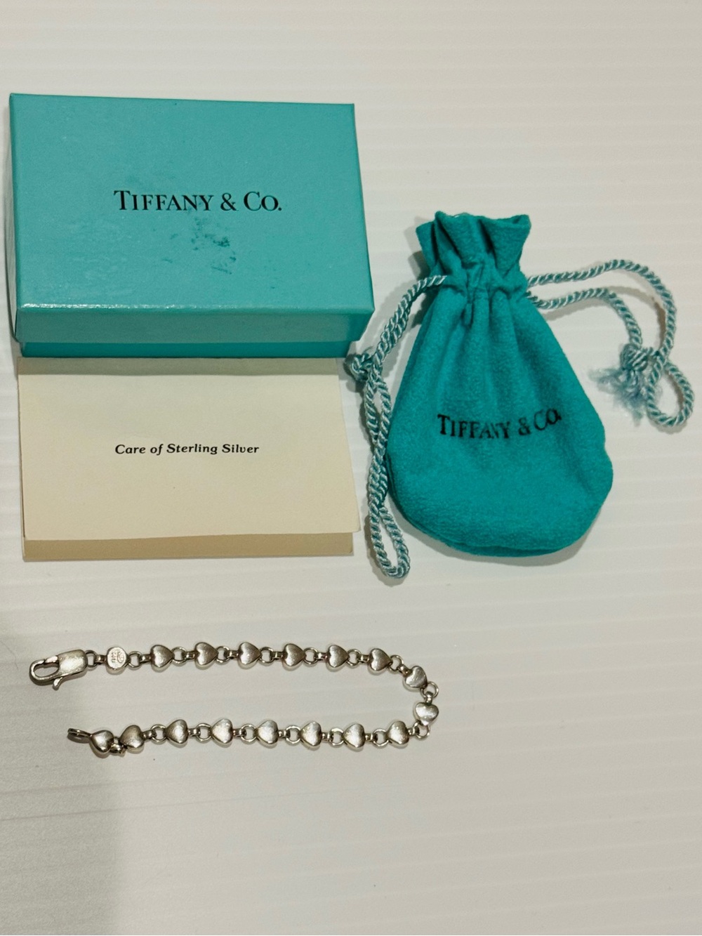 Tiffany & Co. Sterling Silver Puff Heart Link Bracelet